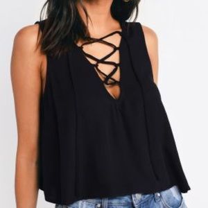 Lace Up Front Crop Top